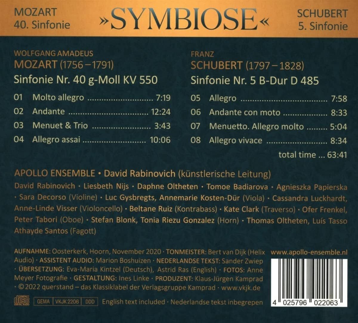Apollo Ensemble: Symbiose: Mozart: 40. Sinfonie/Schubert: 5. Sinfonie