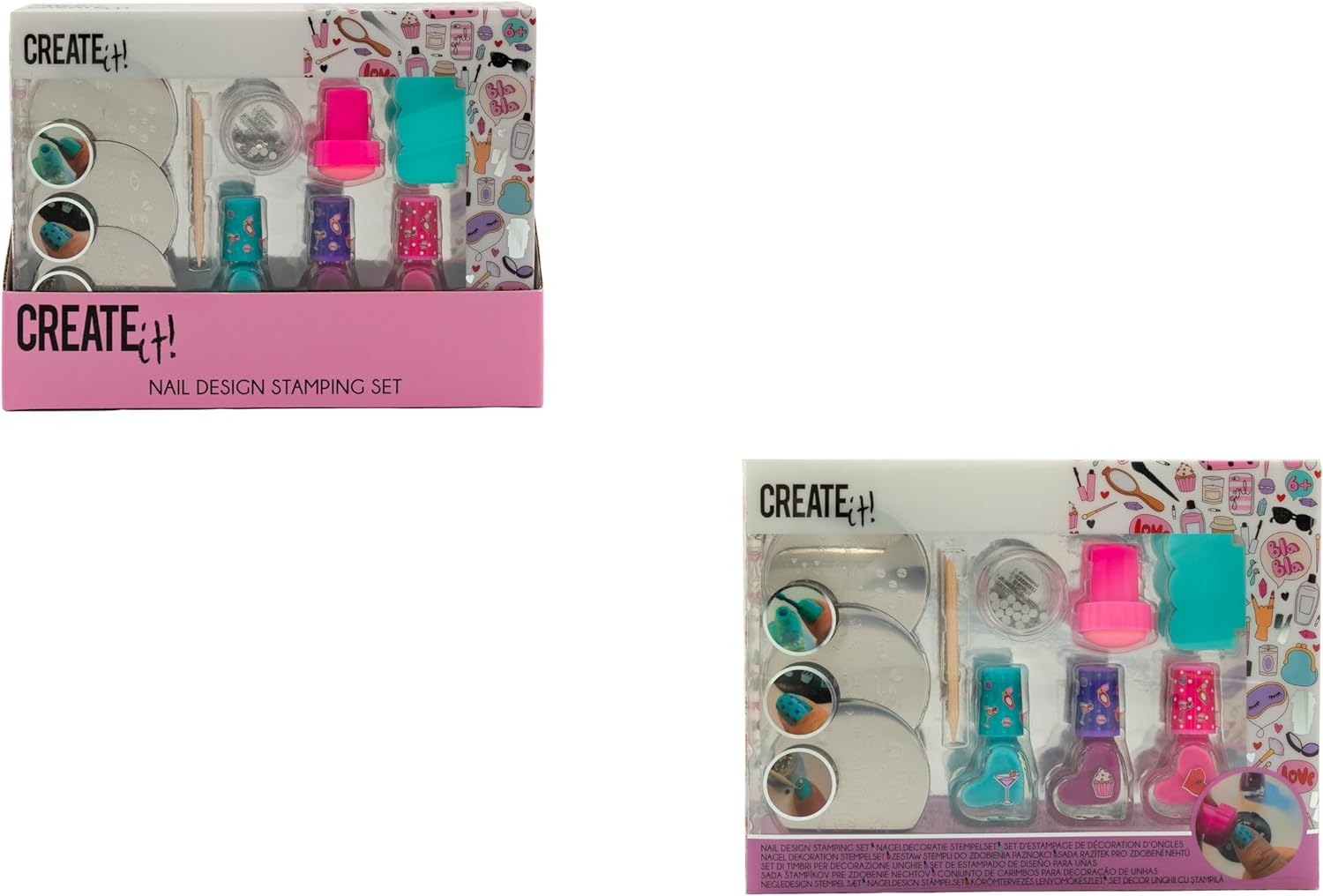 Create It! - Decorative Manicure Kit Nail Polishes + Stamps and Drawings + Glitters