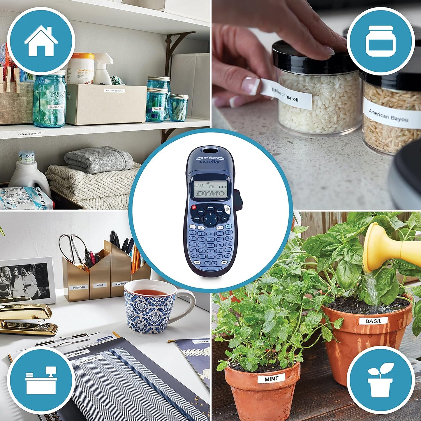 Dymo LetraTag LT-100H Handheld Label Maker | ABC Keyboard Label Printer with Easy-to-Use, 13 Character LCD Screen | for Home or Office | Blue