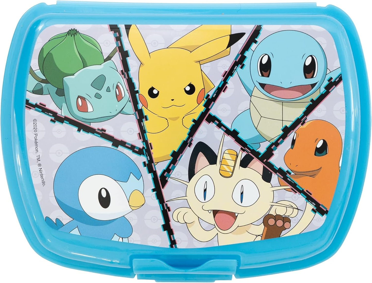 Stor Pokemon Kids Childrens Sandwich Box, Lunch Box, Snack Box, Rectangular School Travel Lunch Food Box Sandwich Bento Container, BPA Free (Blue