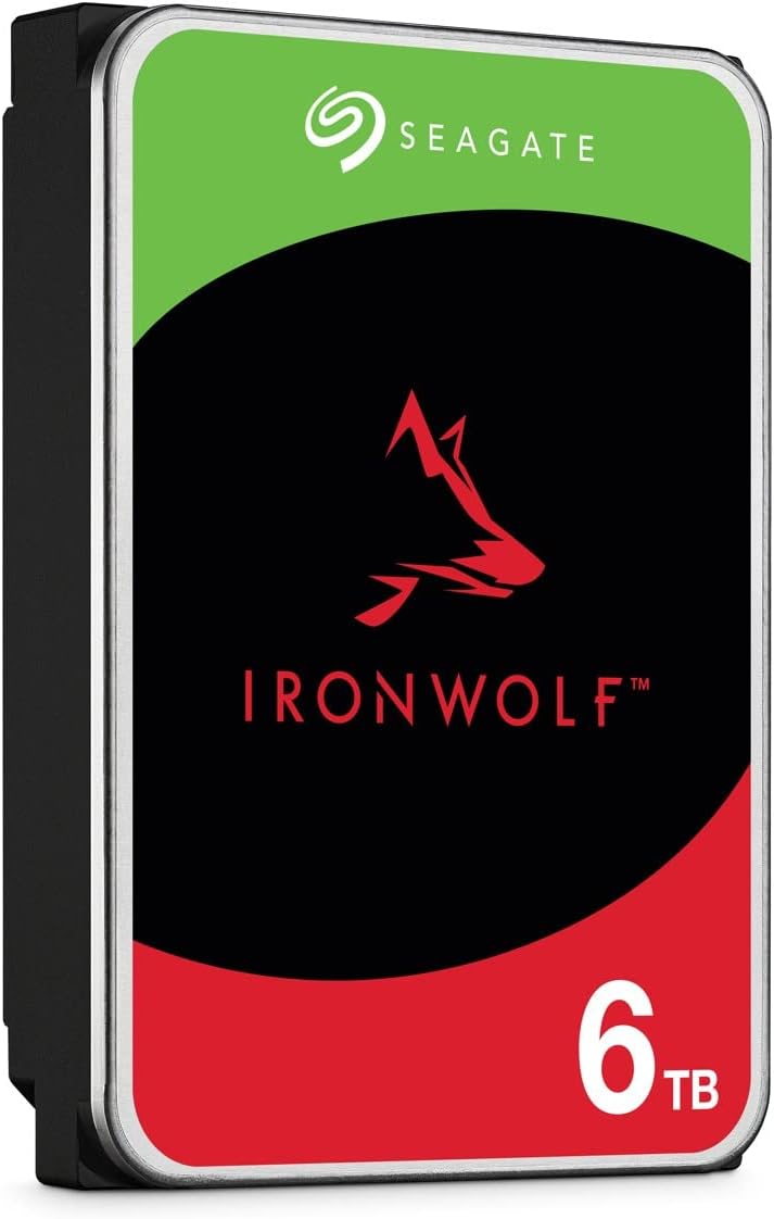 Seagate IronWolf 6 TB interne Festplatte NAS HDD, 3.5", 5400 U/Min, 256 MB Cache, SATA 6 Gb/s, silber, Data Rescue Services (ST6000VN006)