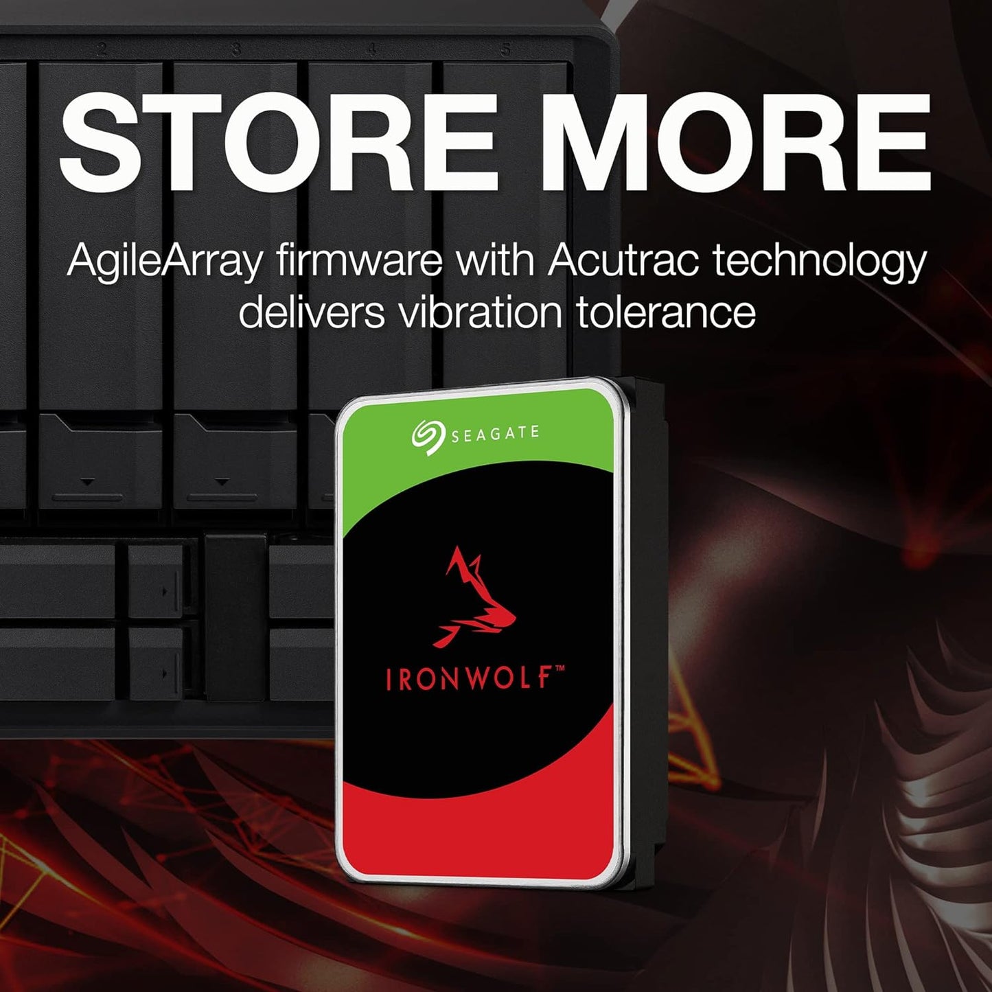 agate IronWolf, 1 TB, Enterprise Internal NAS HDD – CMR 3.5 Inch, SATA 6 Gb/s, 5400 RPM, 64 MB Cache for RAID NAS, Rescue Services (ST1000NT008