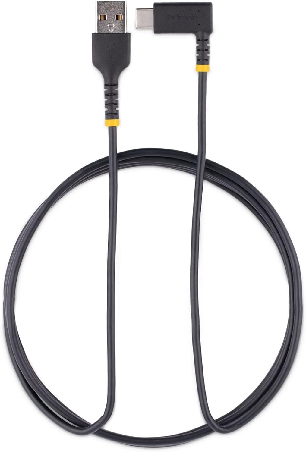 StarTech.com 6ft (2m) USB A to C Charging Cable Right Angle - Heavy Duty Fast Charge USB-C Cable - USB 2.0 A to Type-C - Rugged Aramid Fiber - 3A - USB Charging Cord (R2ACR-2M-USB-CABLE