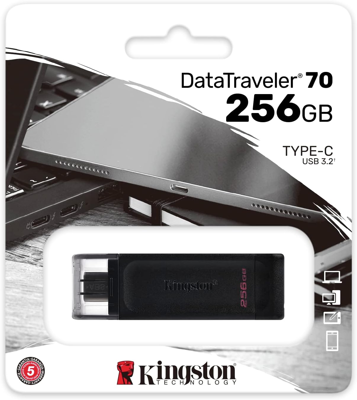 Kingston DataTraveler 70 - DT70/256GB Unidad Flash USB-C, Negro
