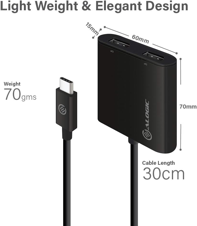 ALOGIC USB-C to Dual DisplayPort Adapter - 4K - 30 Hz