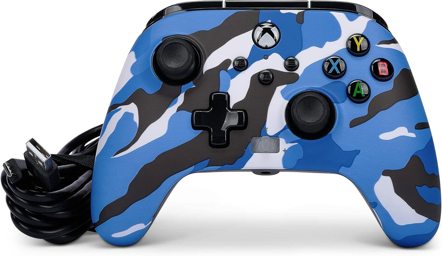 Verbesserter kabelgebundener PowerA Controller für Xbox Series X|S - Blue Camo Blaue Tarnung