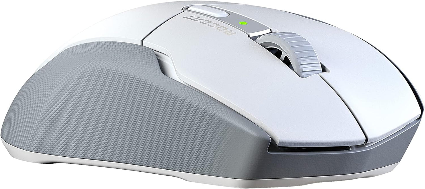 Roccat Kone Air - Draadloze ergonomische gamingmuis met batterijvermogen van 800 uur, optische sensor van 19K DPI, zijgrepen van dubbel geïnjecteerd rubber, Wit White