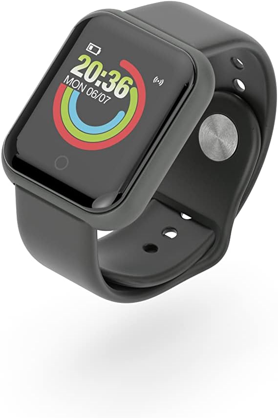 Ledwood Auricolare Bluetooth senza fili + orologio connesso urbano, auricolari tattile, supporto vocale, applicazione inclusa, orologio IPX65, compatibile con iOS/Android (nero