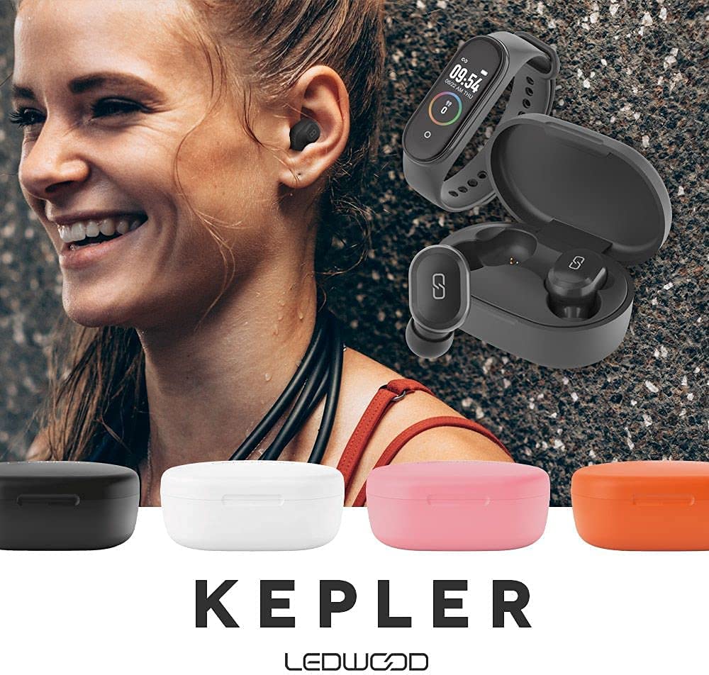 Ledwood BUNDLE KEPLER ECOUTEURS TWS AVEC TRACKER ACTIVITÉ NOIR