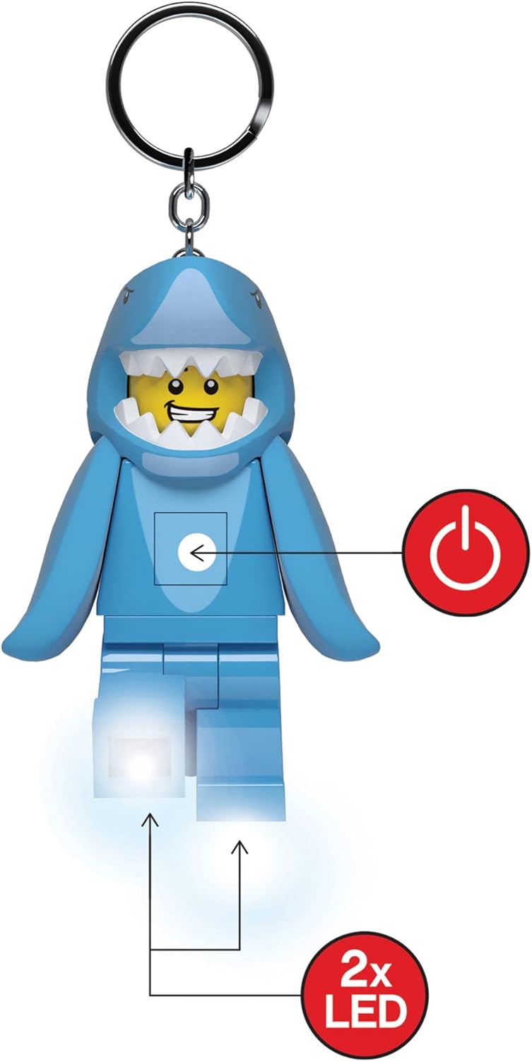 Llavero LEGO Icónico Chico Tiburón con Linterna LED - Regalo para Niños - Figura 82 mm - 2 Pilas CR2025 Incluidas