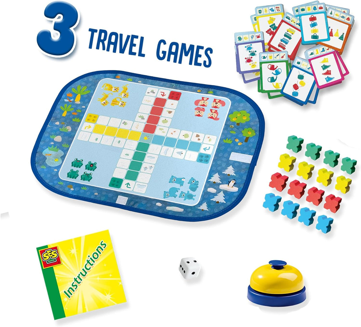 SES Creative-& Go-Ludo-quartett-rasende Wrap&Go Viajar-Parchís-El Juego de Las familias-Bloques de Velocidad (02236
