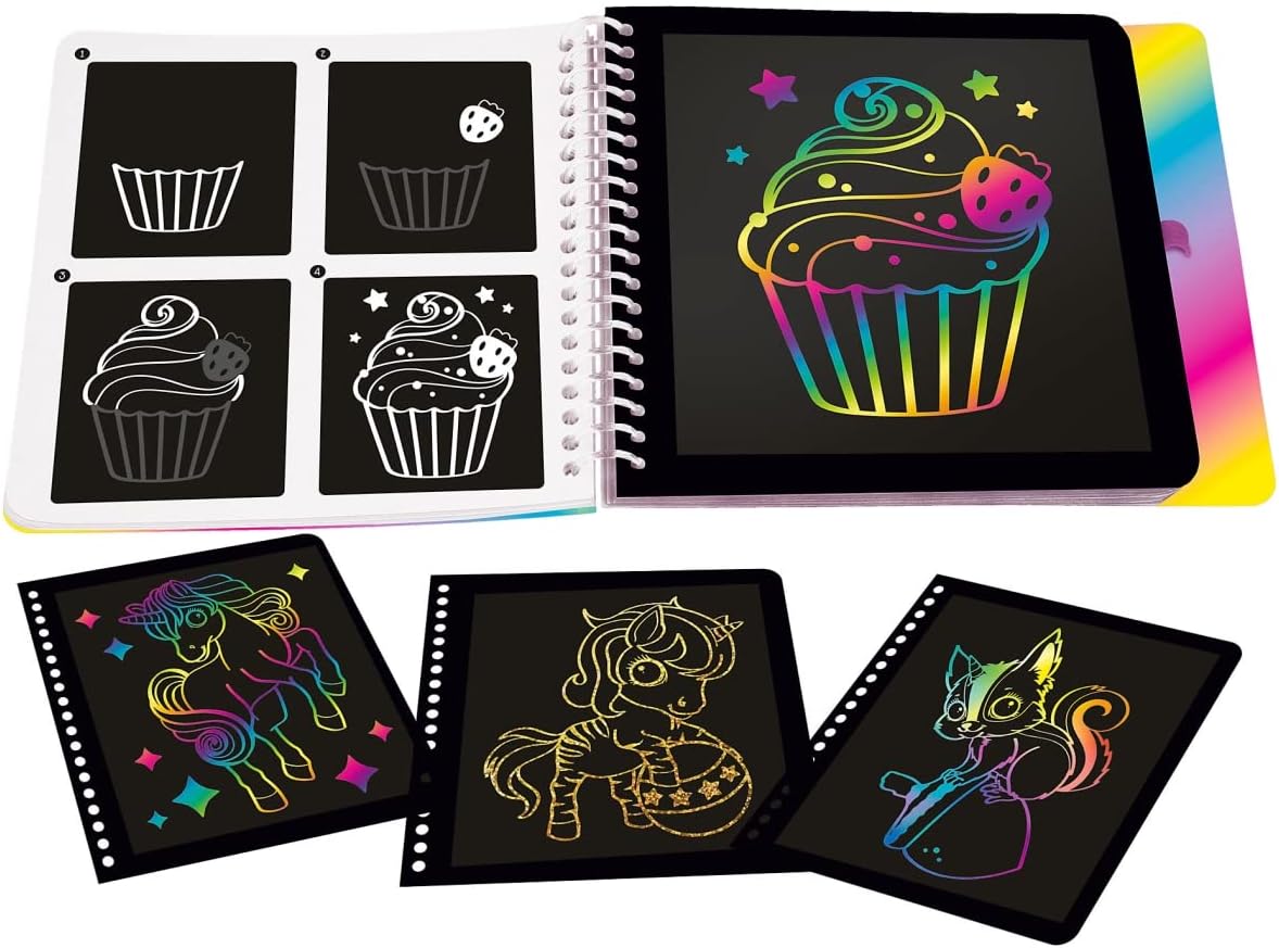 Depesche 12426 Ylvi Magic Book with 20 Pages Fantastic Motifs Booklet with Colourful Gradient and Scratch Pen, Multicoloured