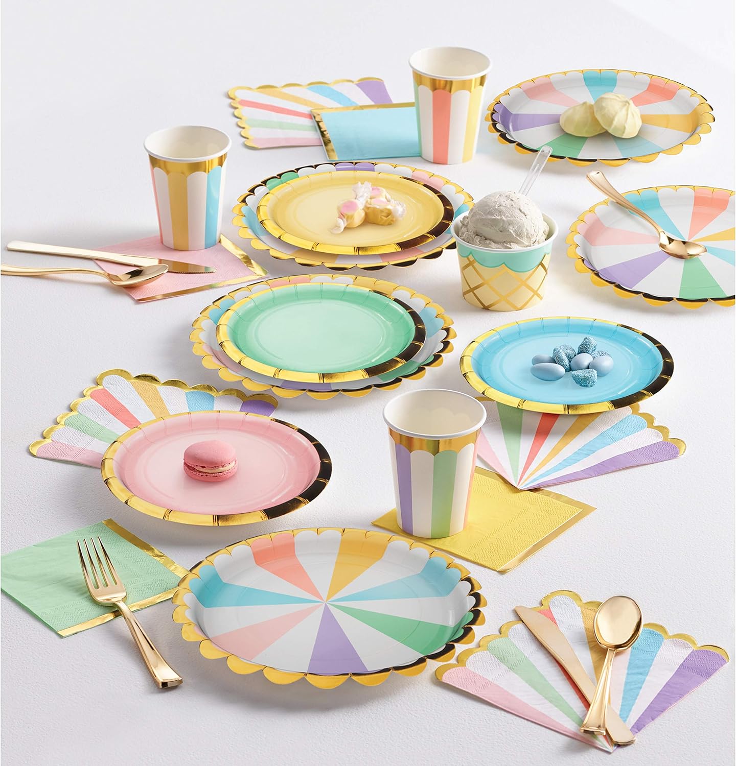 Creative Party PC346322 Pastel Stripes Paper Tablecover-1 Pc