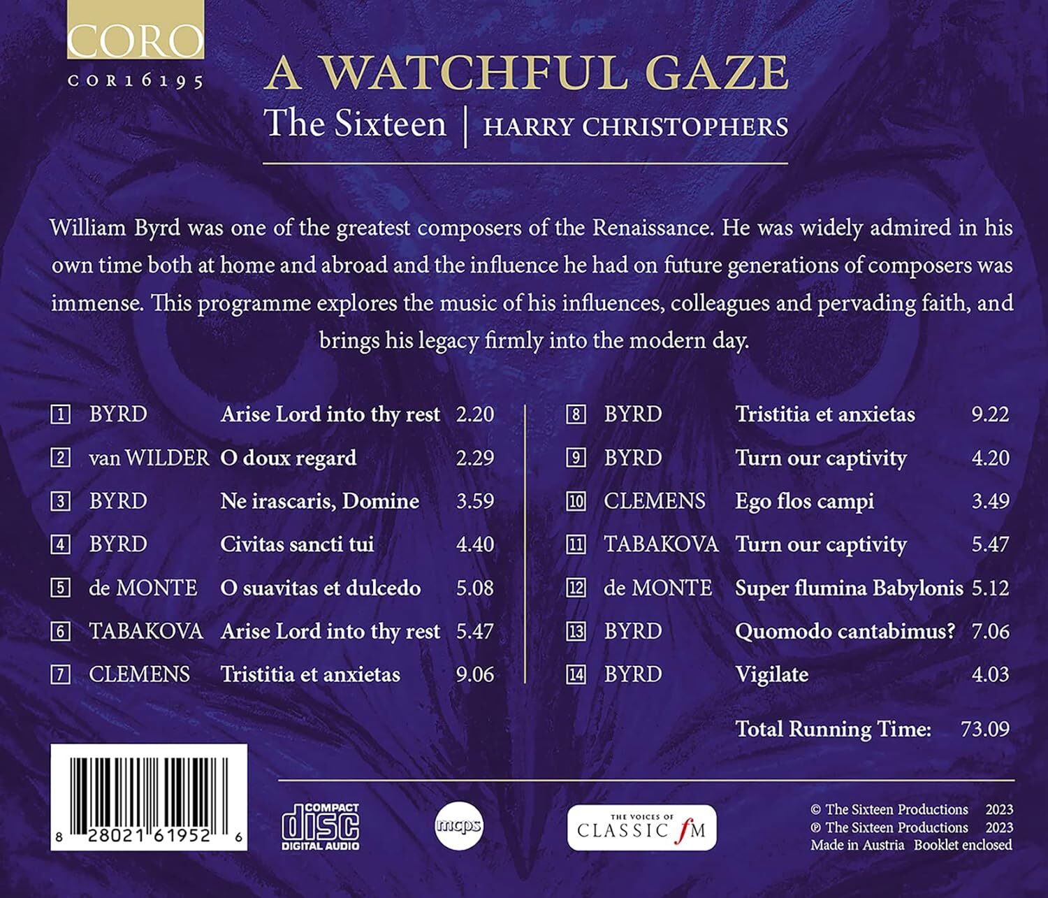 Byrd/Clemens/de Monte/Tabakova/van Wilder: A Watchful Gaze