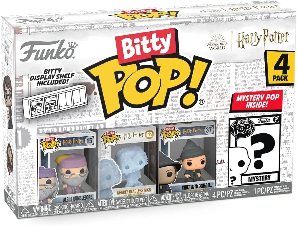 Funko Bitty Pop! Harry Potter Mini Collectible Toys 4-Pack - Albus Dumbledore, Nearly Headless Nick, Minerva McGonagall & Mystery Chase Figure (Styles may vary