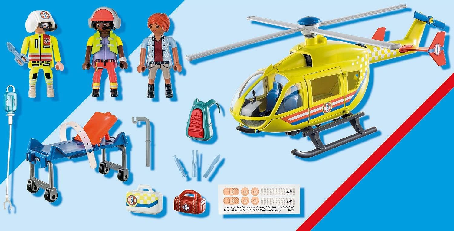 Playmobil 71203 City Life Medical Helicopter, toy for children ages 4+, toy playset suitable for ages 4+