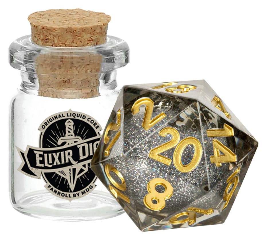 Fanroll - Individual D20 Elixir Liquid Core Dice: Vanishing Oil