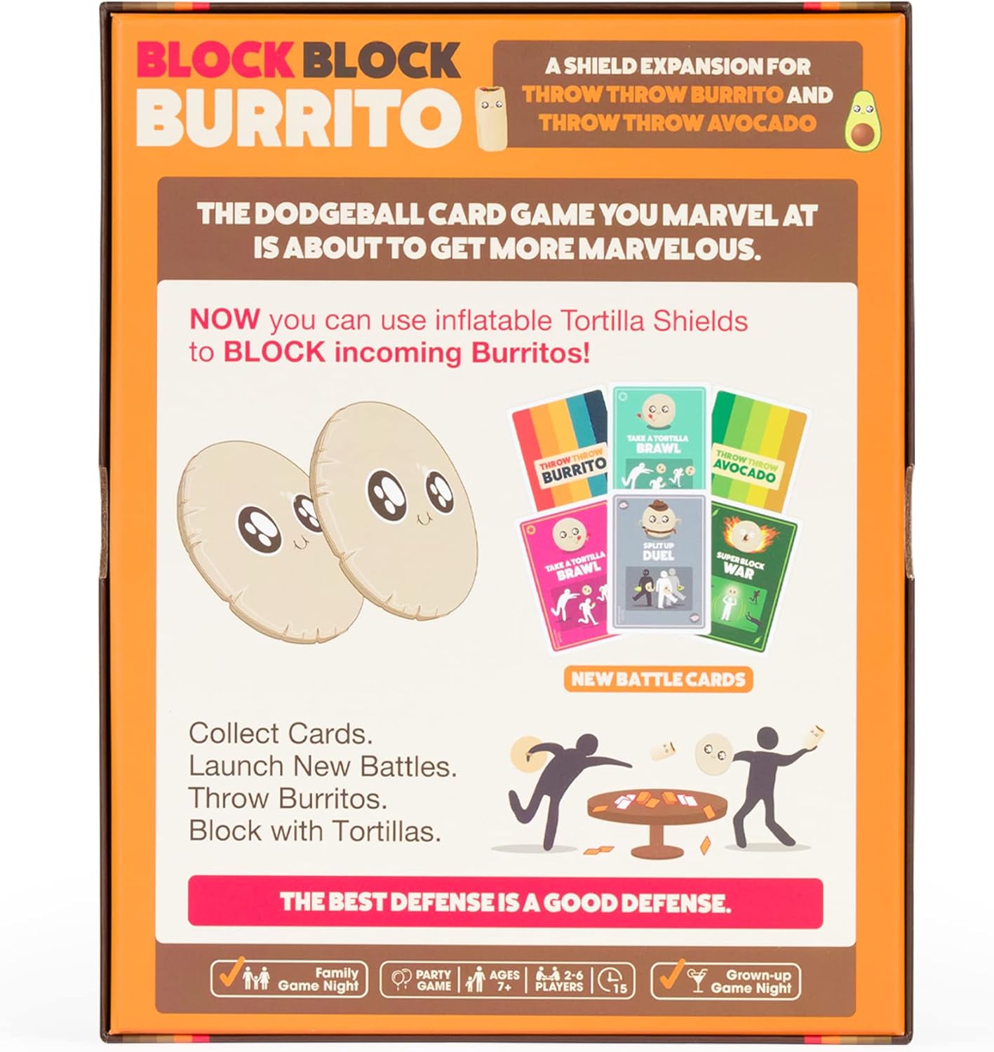 Exploding Kittens Presents Block Block Burrito - Expansion to Throw Throw Burrito & Throw Throw Avocado - Card Games for Adults, Kids & Teens, A Dodgeball Card Game Expansion - Ages 7 and Up