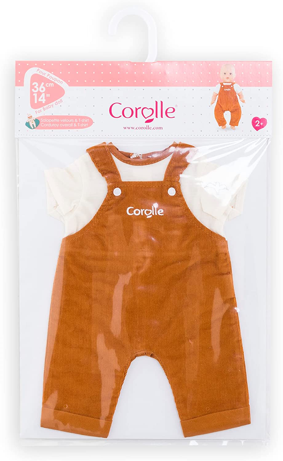 Corolle - Velvet and T-Shirt Overalls with Loire Edges, Clothes for 36 cm Doll, 2 Years and Above
