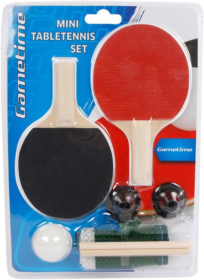 Gametime Table Tennis Set Mini 16 x 9 cm Black/Red 4-Piece