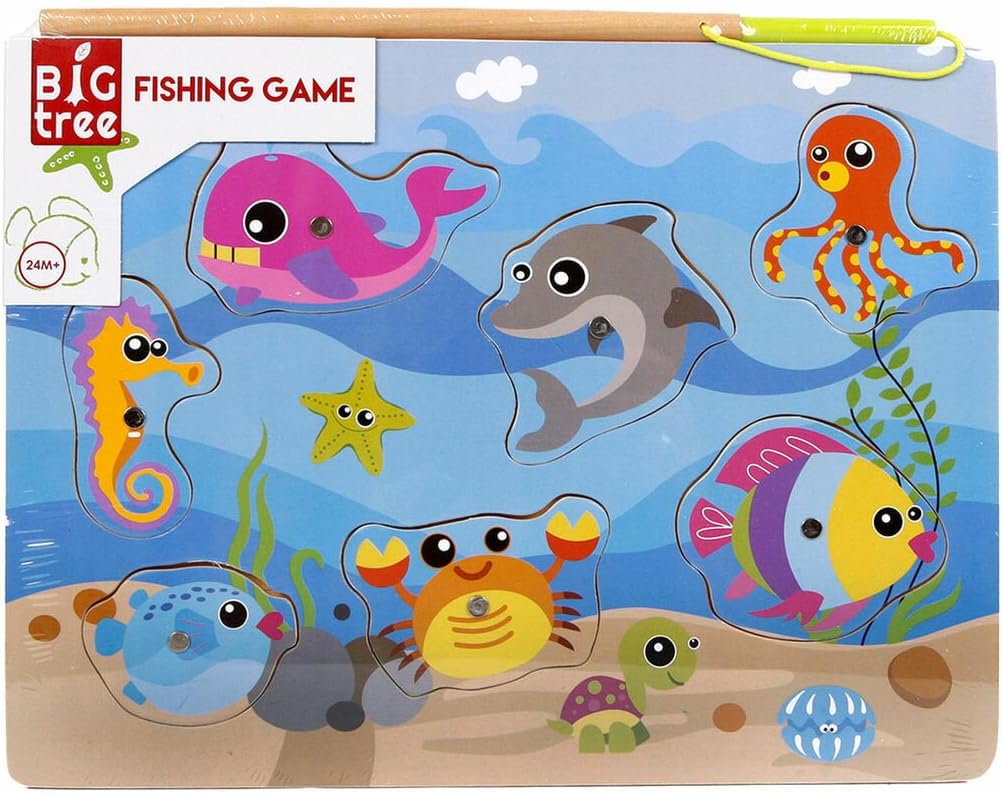 angling game sea creatures junior 30 cm wood blue 9-piece