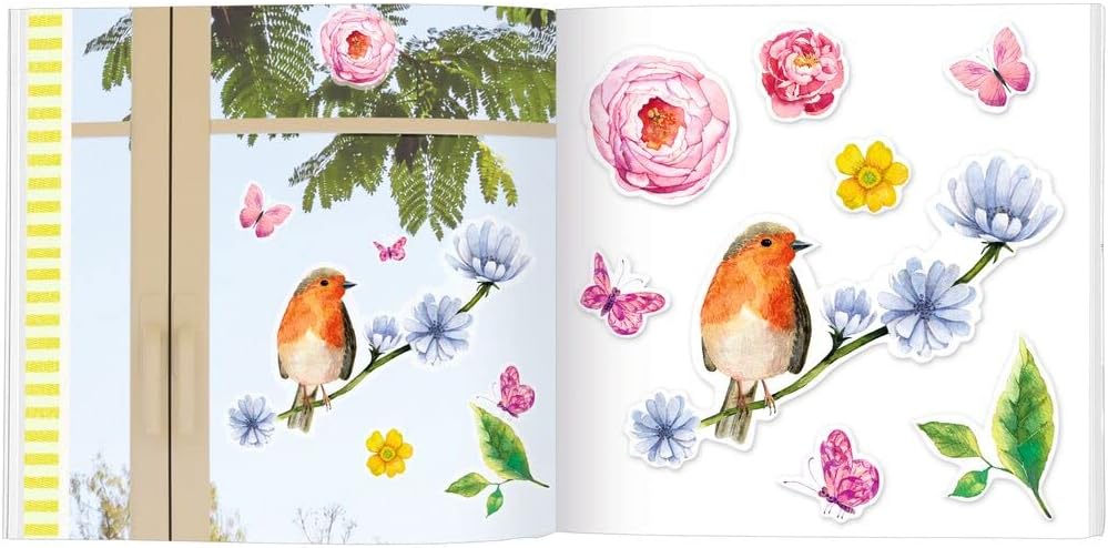 moses. Window Sticker Book Leaf & Blossom - 80 Window Stickers in Book, Window Stickers Collection with Flowers, Blossoms and Birds for Windows, Office Doors or Mirrors, Decorative Gift