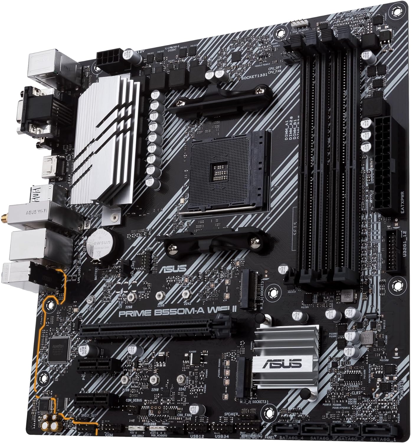 ASUS PRIME B550M-A WIFI II, AMD B550, AM4, Micro ATX, 4 DDR4, VGA, DVI, HDMI, Wi-Fi, PCIe4, 2x M.2 microATX B550M