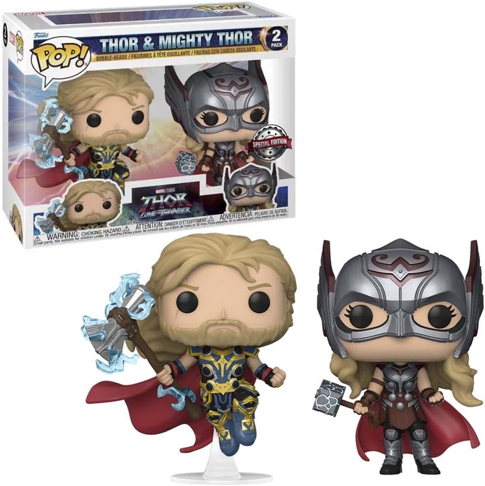 Funko POP! Marvel: Thor Love & Thunder - 2PK - Thor & Mighty Thor - Thor: Love and Thunder - Collectable Vinyl Figure - Gift Idea - Official Merchandise - Toys for Kids & Adults - Movies Fans