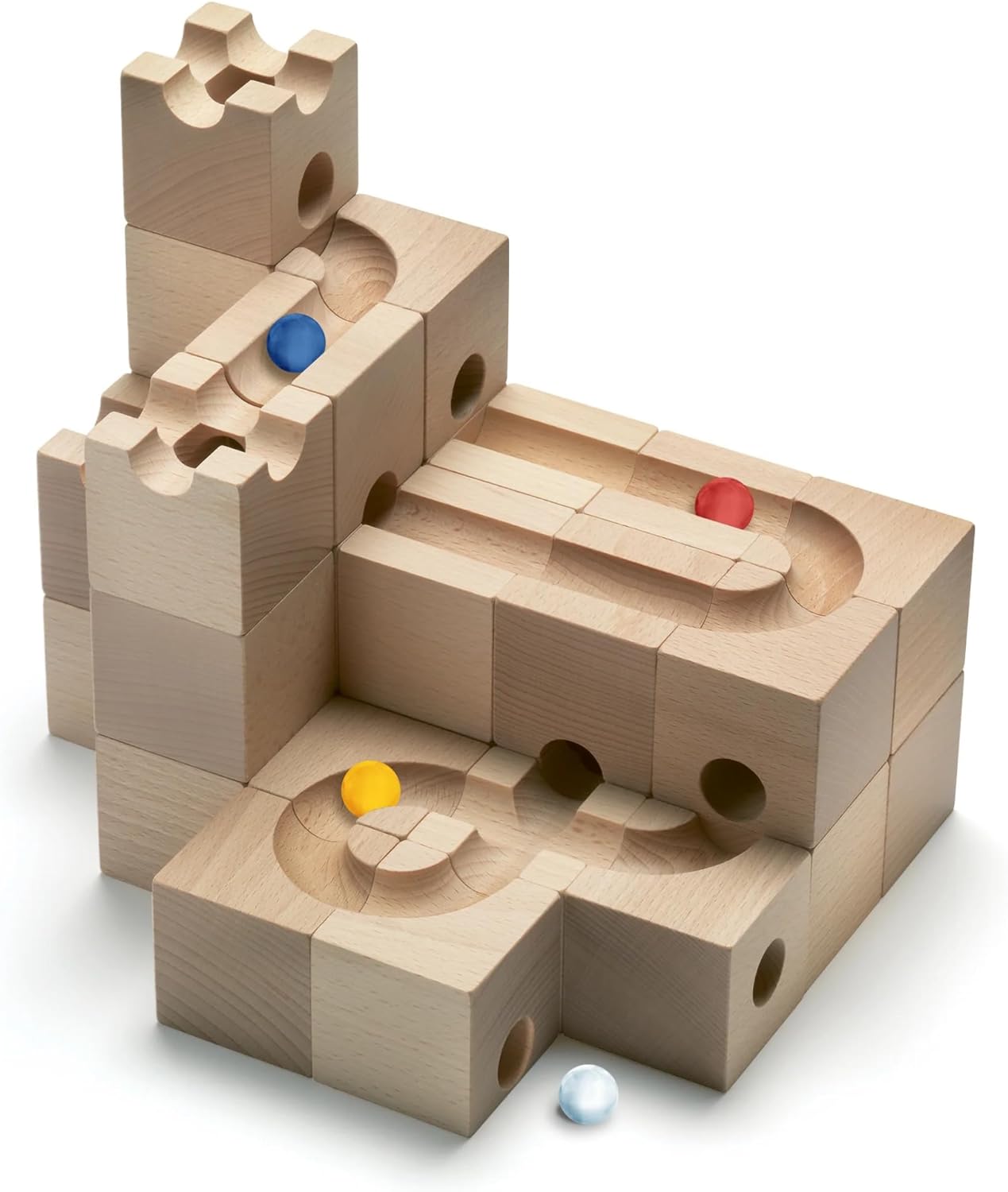 Cuboro Standard 32 - Medium starter set with 32 track elements, 13 types, Swiss beech wood