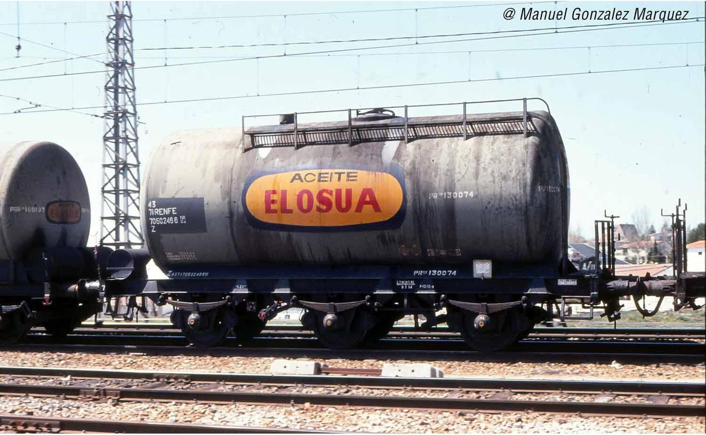 Electrotren, RENFE, Juego de 2 Unidades vagón Cisterna de 3 Ejes, decoración de Elosua, época IV, Color (HE6024