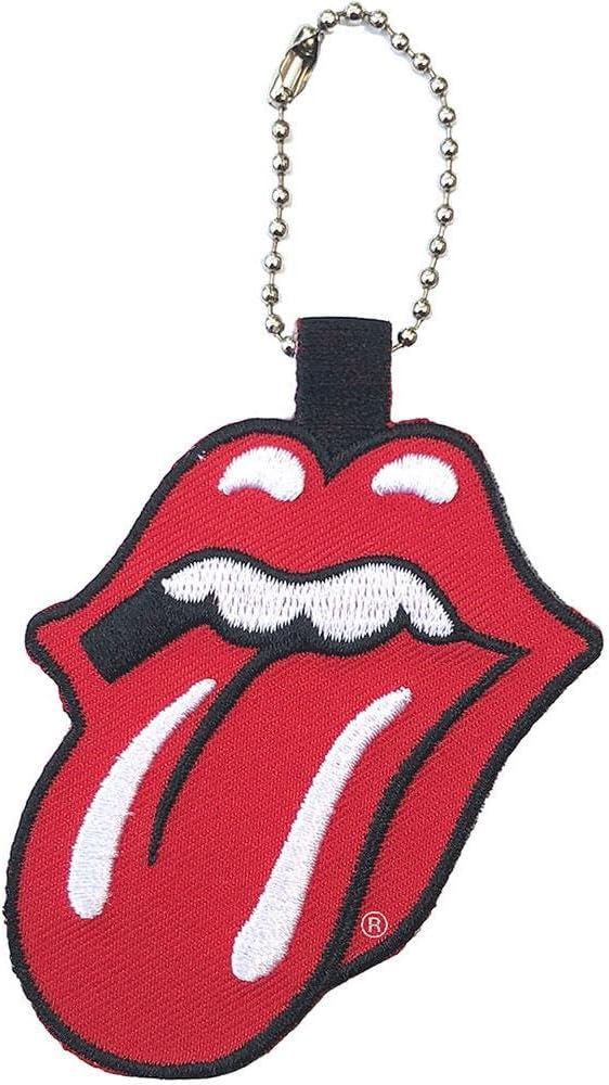 The Rolling Stones Keyring Classic Tongue Band Logo Embroidered Official Red