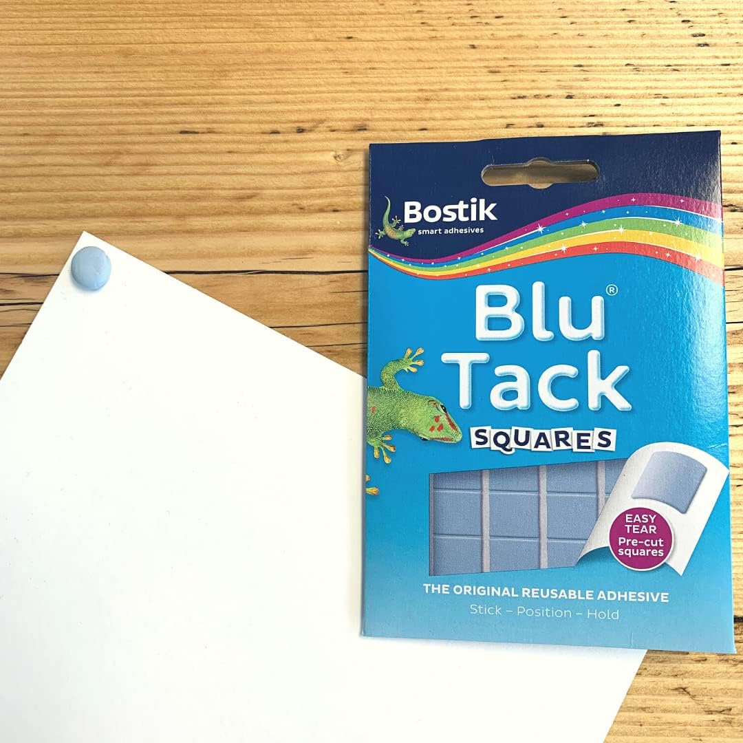 Bostik Blu Tack Squares, Multipurpose Reusable Adhesive, Clean, Safe & Easy to Use, Non-Toxic, 45g