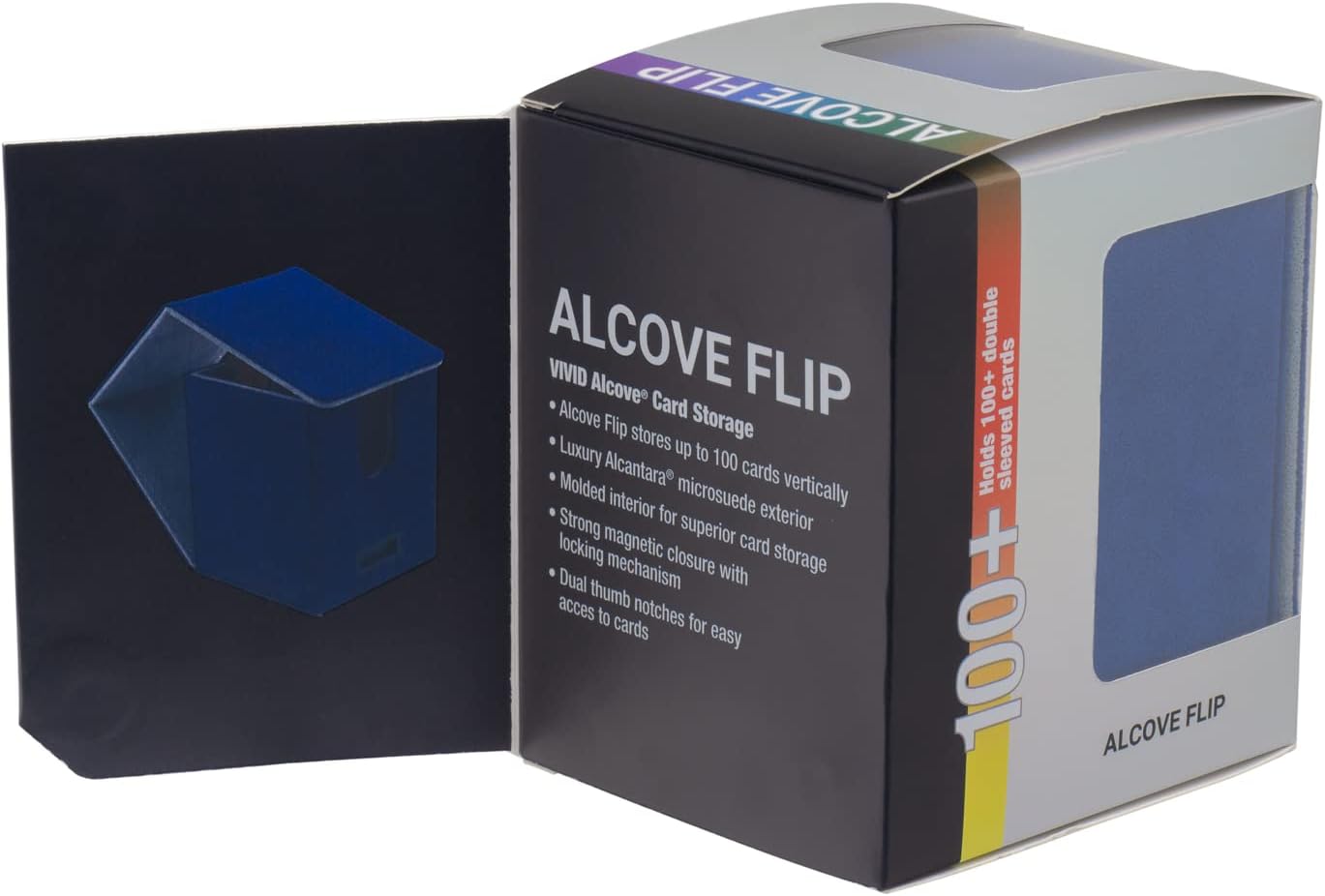 Ultra Pro - Vivid Alcove Flip Deck Box (blu) - Proteggi e conserva fino a 100 carte di dimensioni standard a doppia maniche, perfette per carte sportive, carte da gioco e carte collezionabili