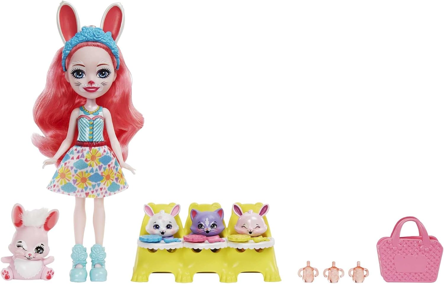 Enchantimals Dolls, Baby Best Friends Playsets, Small Doll, Friend Figure, 3 Baby Animals and Accessories, Surprise Unboxing, Gifts for Kids, HLK85 Bree Bunny and Twist Doll