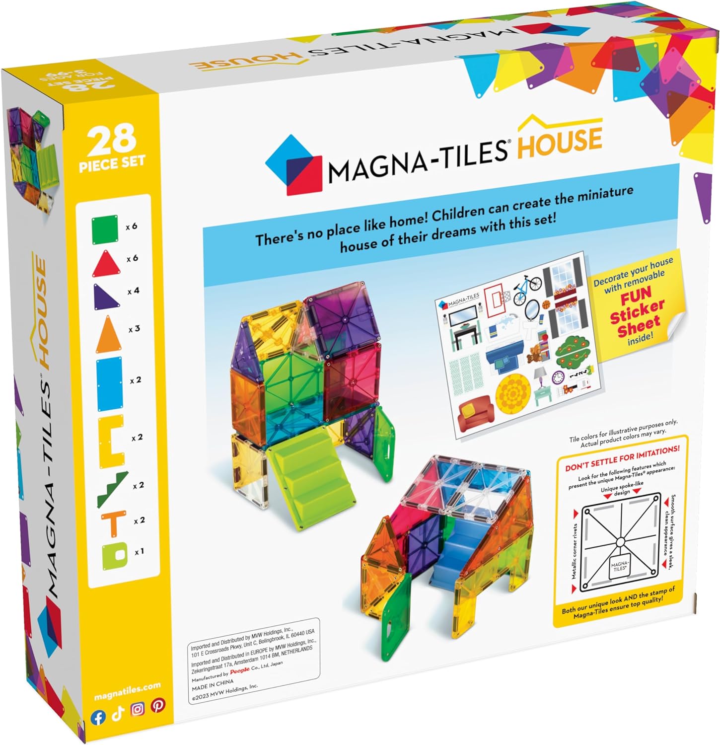 Magna-Tiles House 28 Piece Set - 3D magnetic building tiles, For Ages 3+, 18332