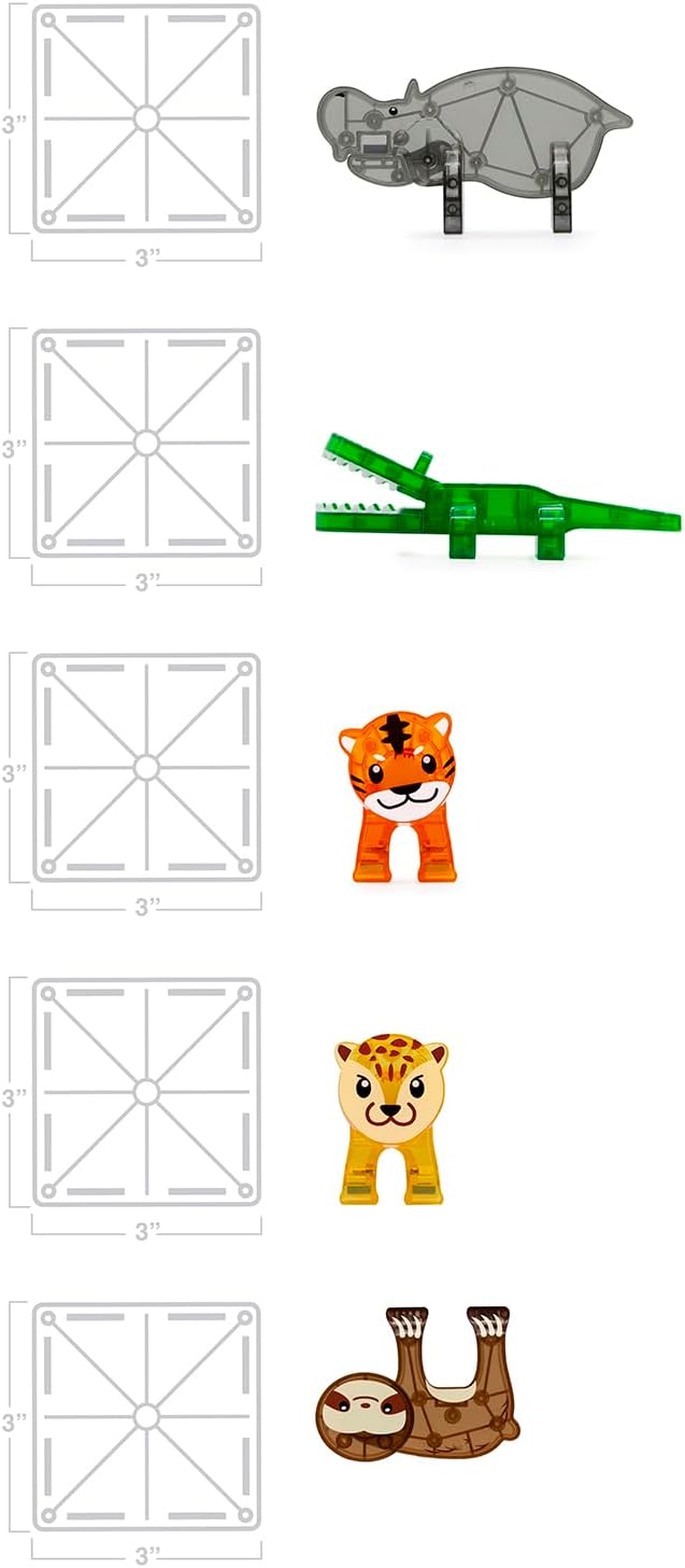 Magna-Tiles Jungle Animals 25 Piece Set, The Original Magnetic Building Tiles For Creative Open-Ended Play, Educational Toys For Children Ages 3 Years + (25 Pieces)