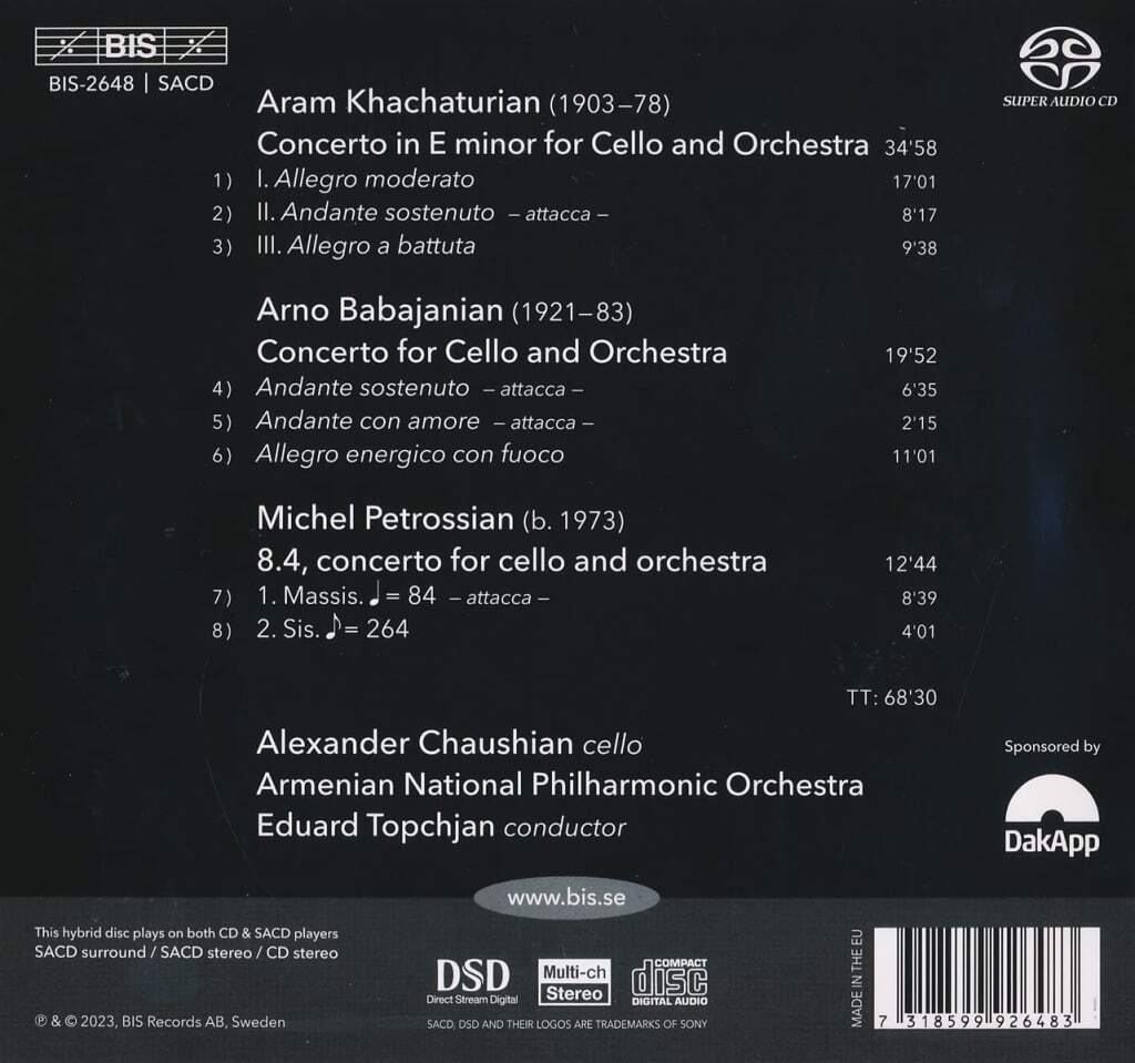 Khachaturian/Babajanian/Petrossian: Armenian Cello Concertos