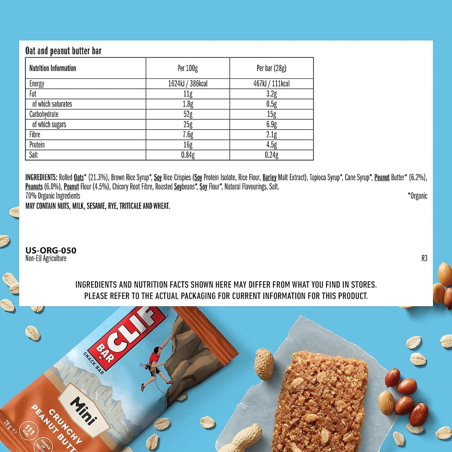 Clif Bar Mini Crunch Peanut Butter 10Pc