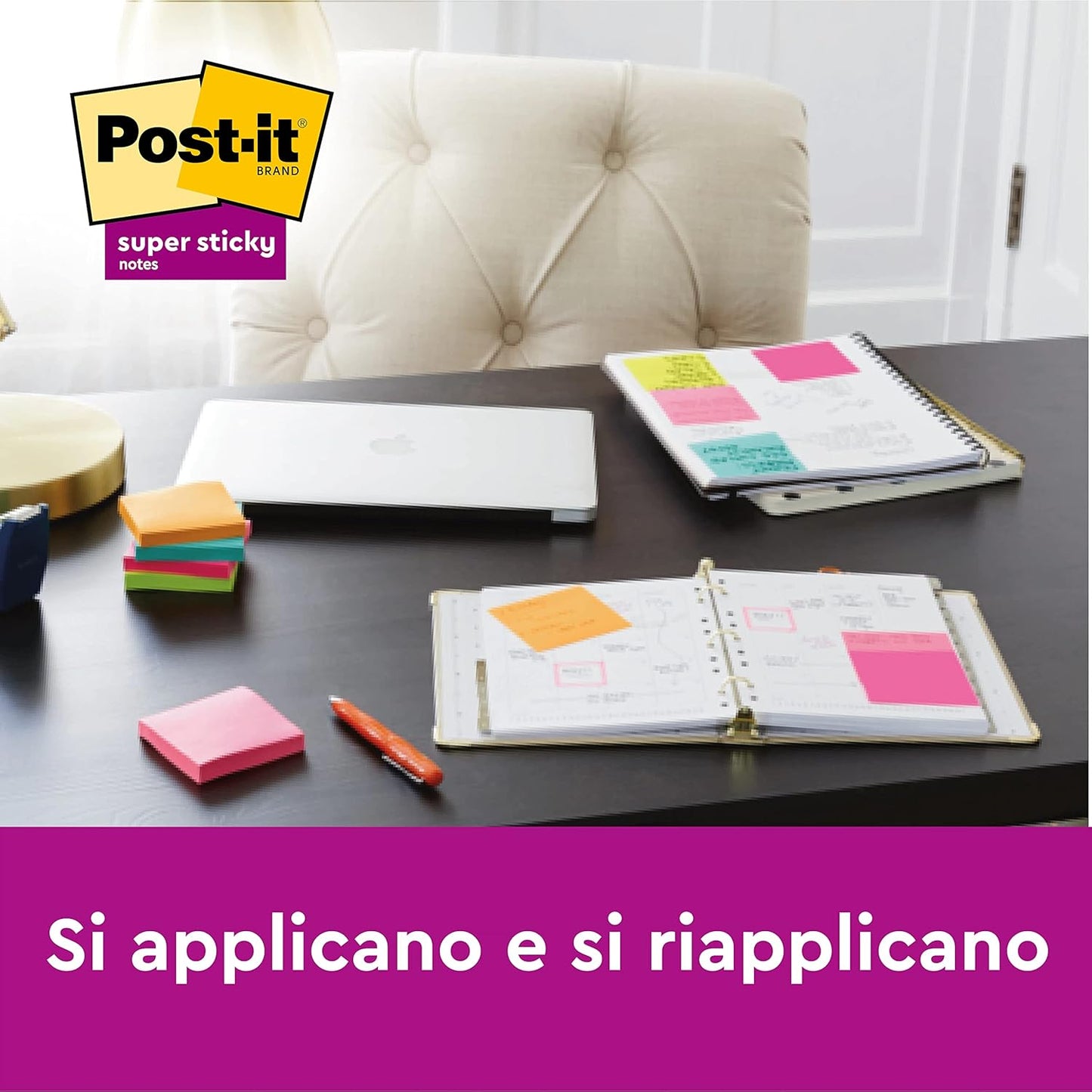 Post-It 7100290189 Notas Super Sticky Canary Notas Adhesivas, Paquete de 12 Blocs, 76 mm x 76 mm, Amarillo Ultra, para Listas de Tareas y Recordatorios