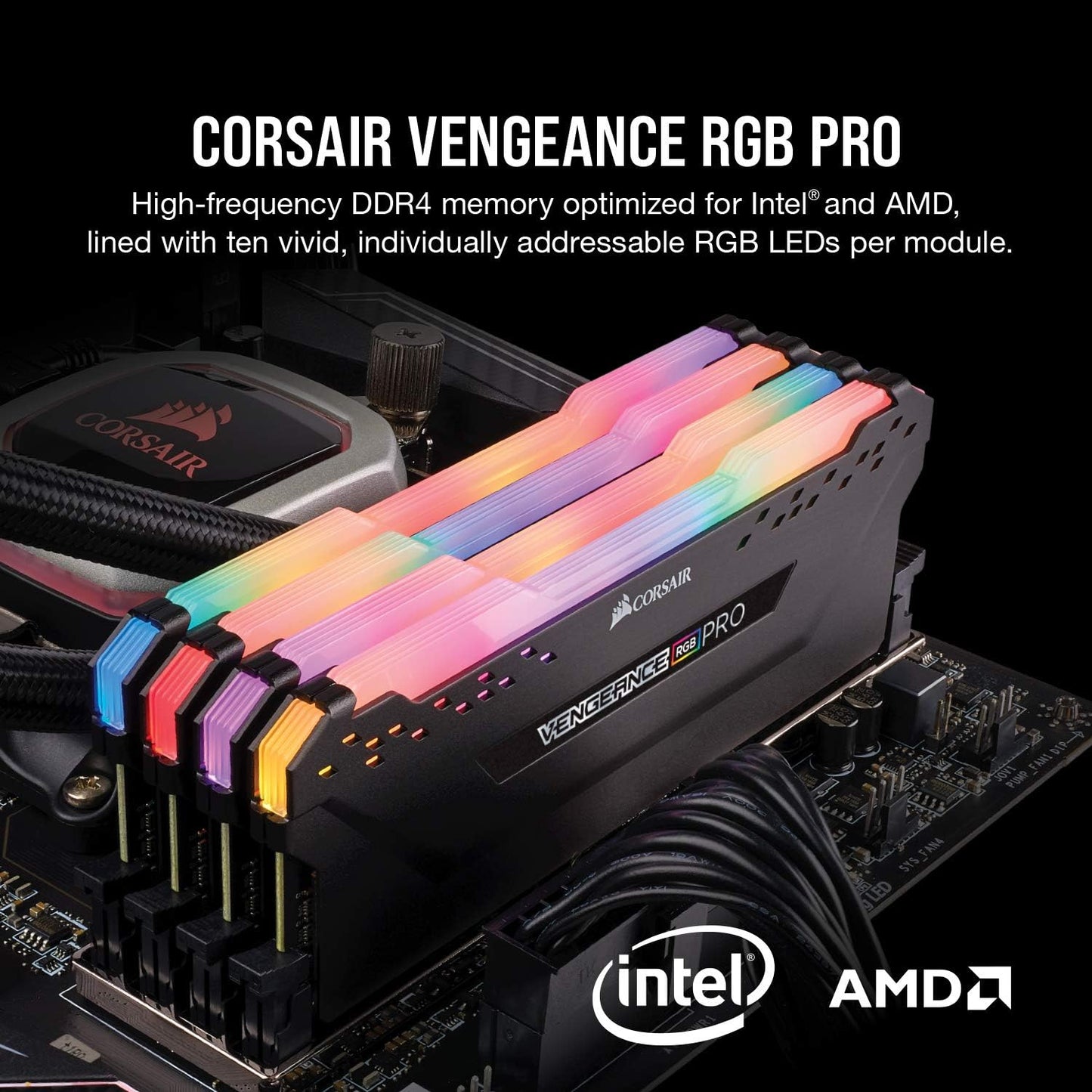 Corsair VENGEANCE RGB PRO DDR4 RAM 32GB (2x16GB) 3200MHz CL16 Intel XMP 2.0 iCUE Compatible Computer Memory - Black (CMW32GX4M2E3200C16) Black 2 x 16GB DRAM RGB Pro