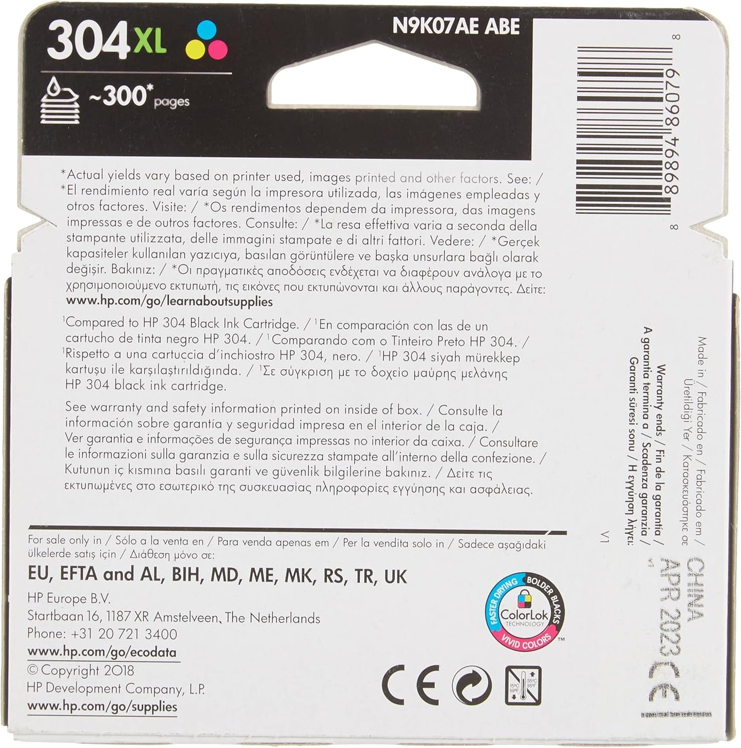 HP Cartucho de tinta Original 304XL tricolor