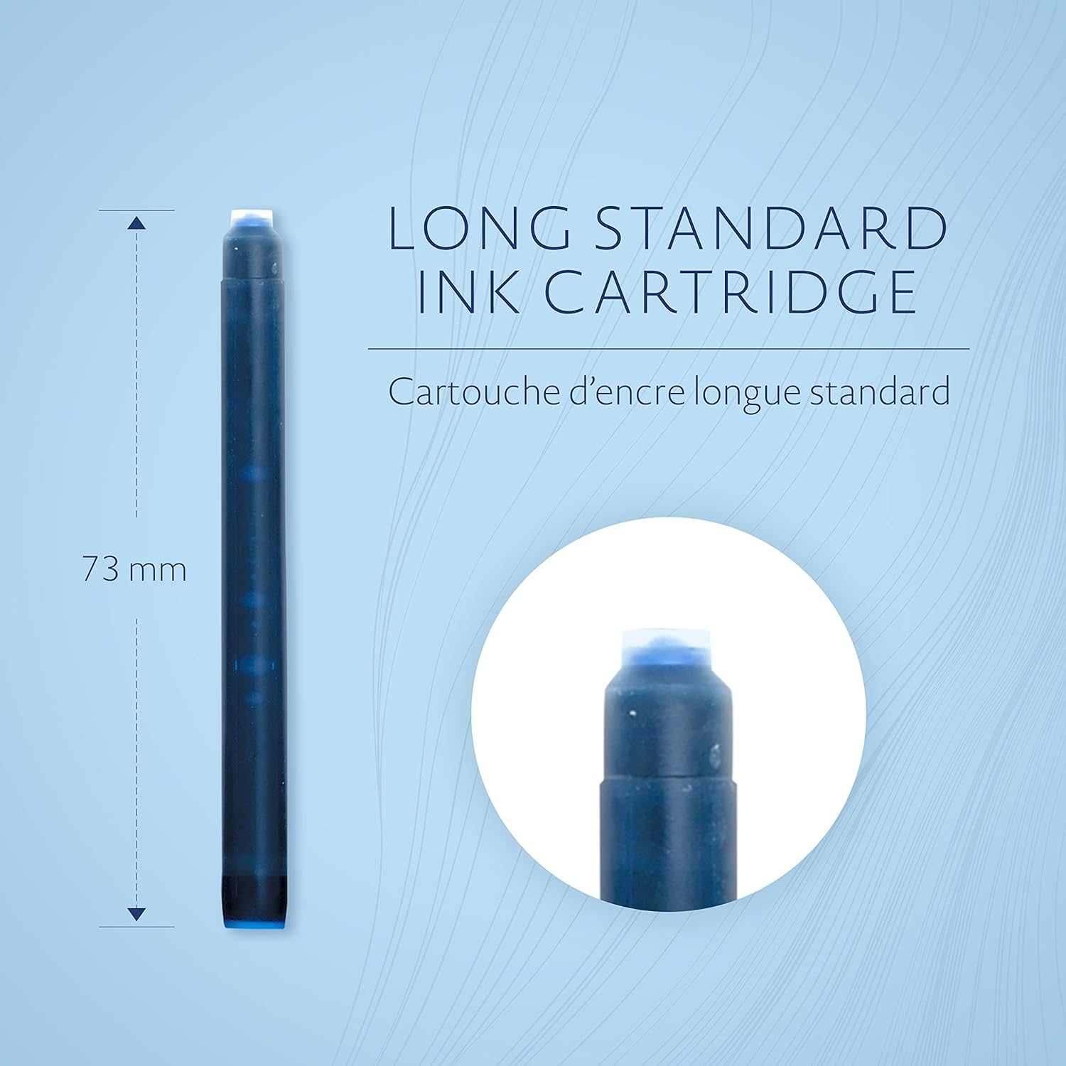Waterman Fountain Pen Refill Ink Cartridges | Long Standard | Serenity Blue | 8 Count