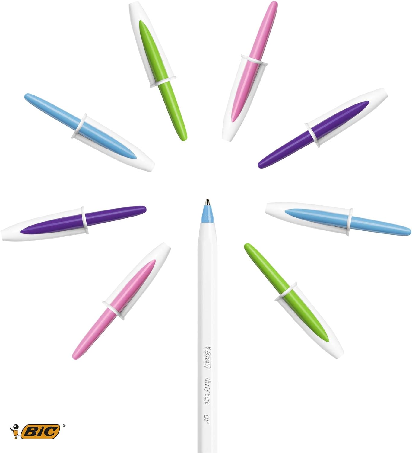 BIC Cristal Up Ballpoint Pens - Assorted Colours, Box of 20 Count (Pack of 1