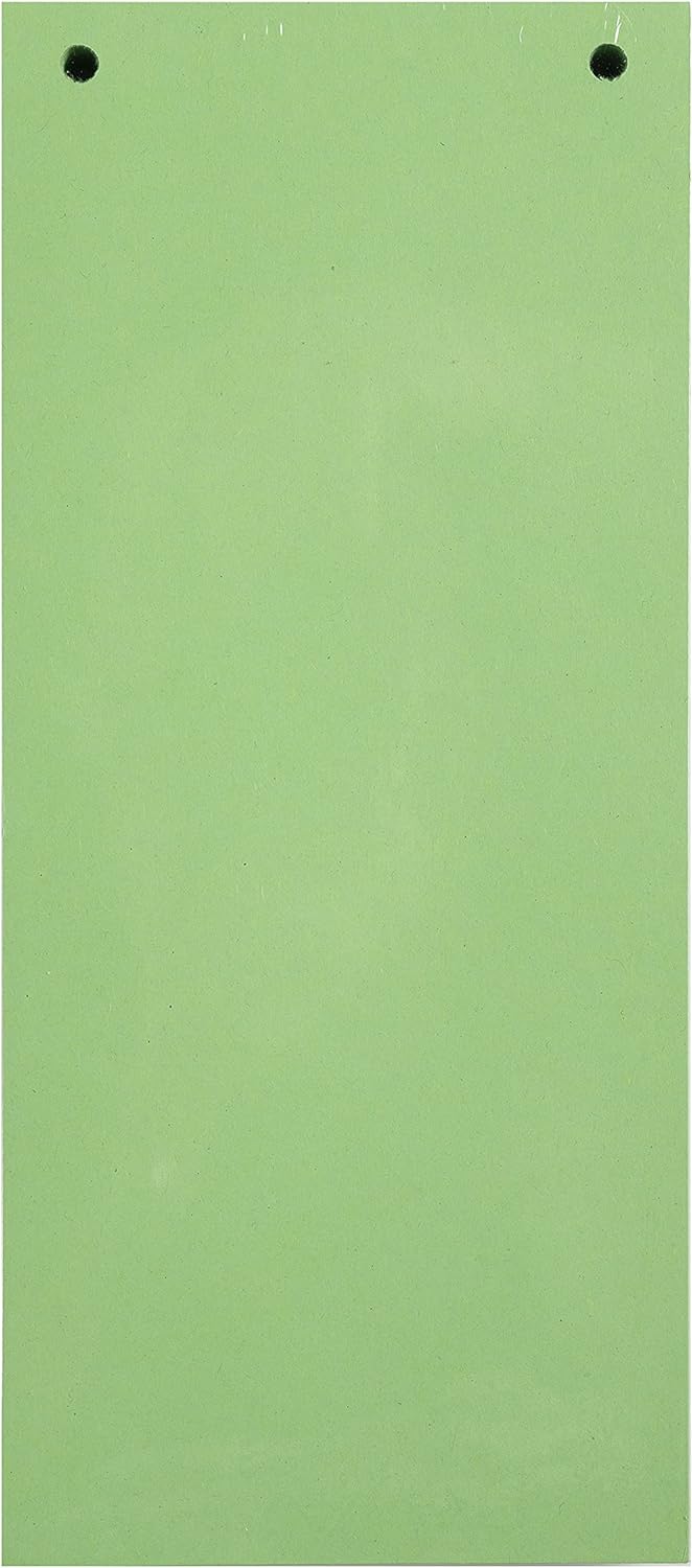 Exacompta - Ref 13445B - Forever Collection - Recycled Punched Card Dividers - 105 x 240mm, Pre-Punched for Folders or Files, Plain Recycled 180gsm Card - Green (100 Pack