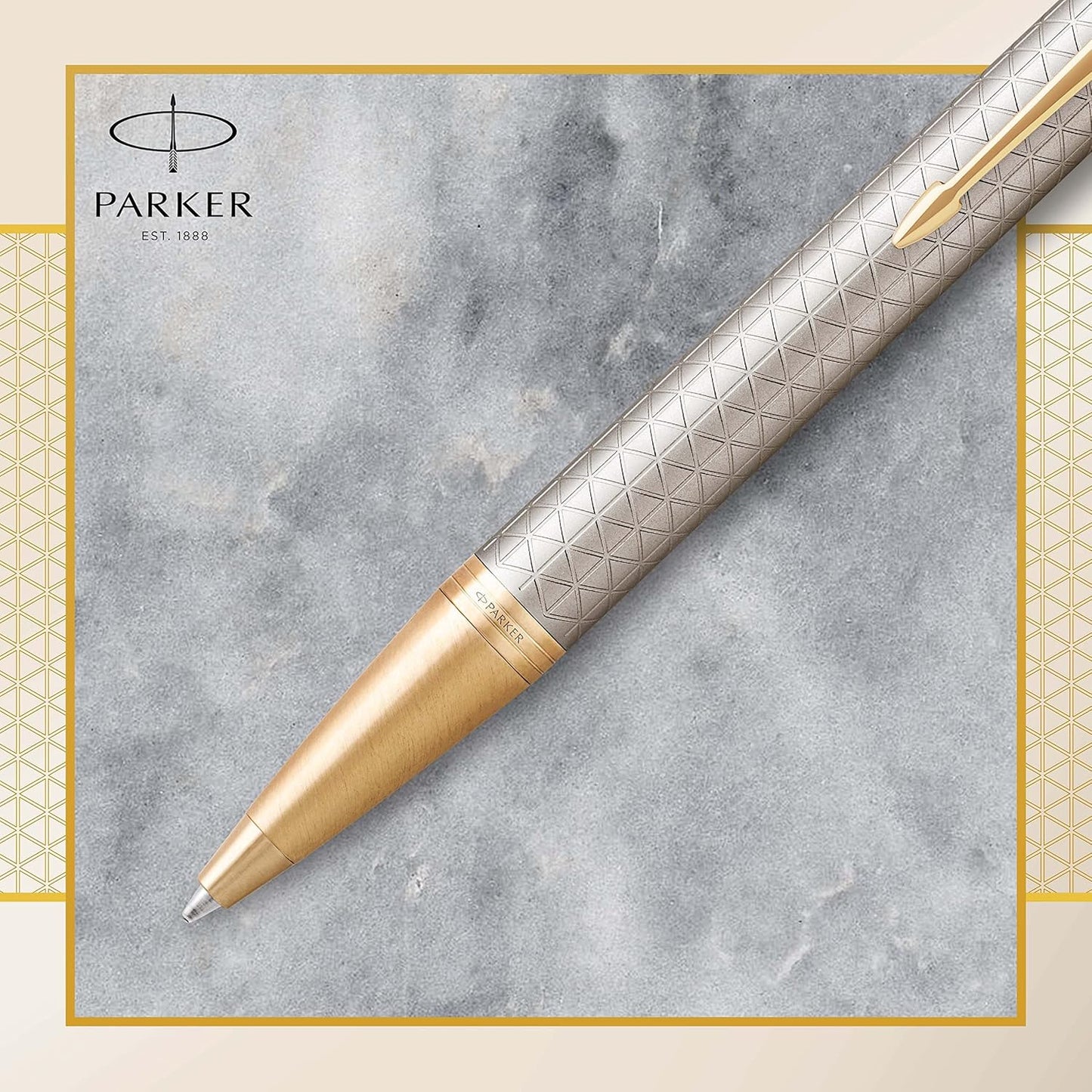 Parker IM Ballpoint Pen | Premium Warm Silver | Medium Point Blue Ink | Gift Box