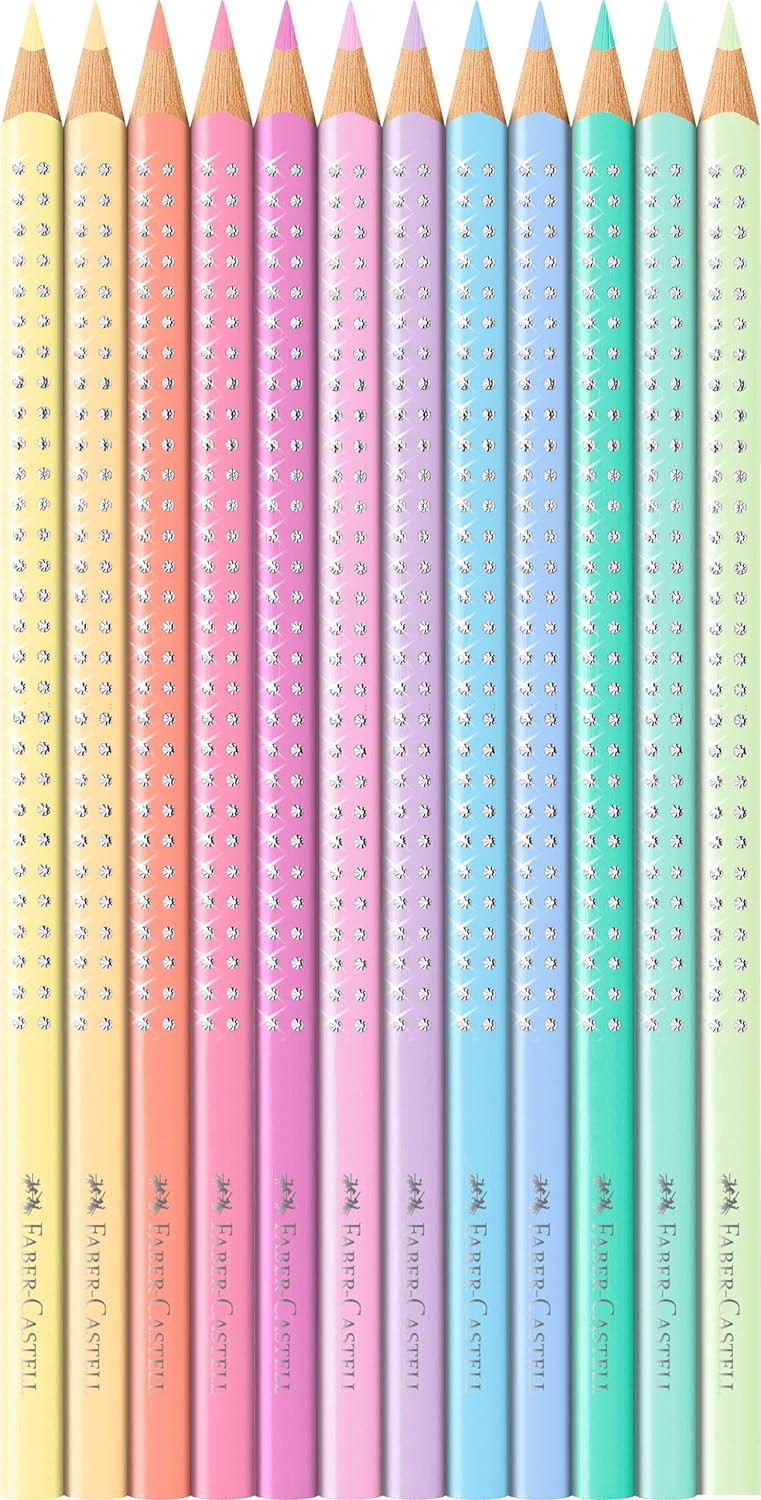 Faber-Castell Colouring Pencils Sparkle Pastel Pack of 12 Metal Case tin of 12