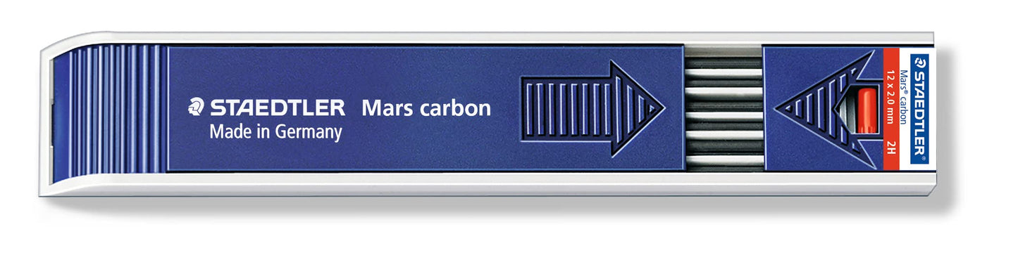 Staedtler 200-2H Mars Carbon 2mm Replacement Leads - 2H degree (Pack of 12 Leads