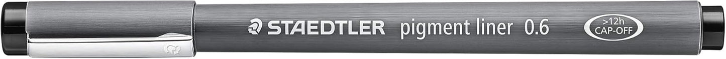 STAEDTLER 308 06-9 Pigment Liner Fineliner Pen for Writing & Technical Drawing - Black, 0.6mm (Box of 10