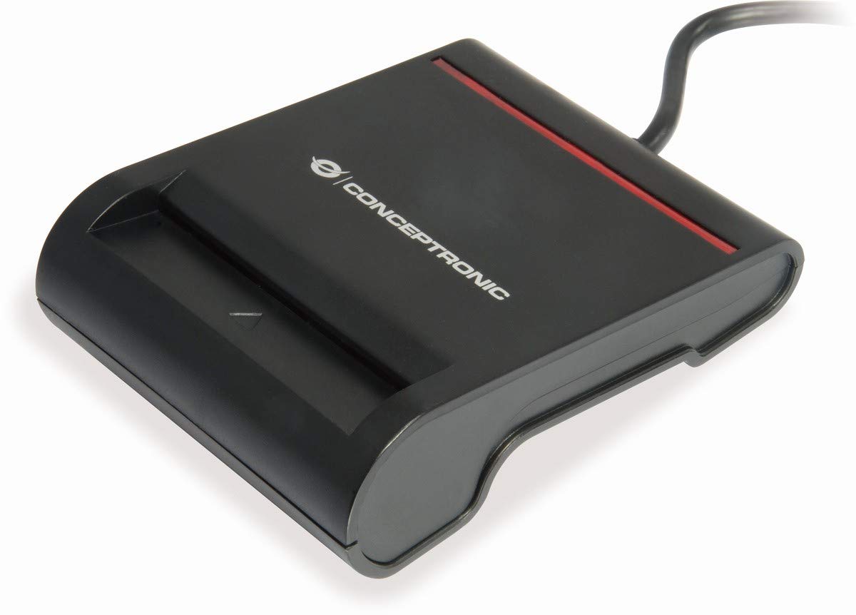 Conceptronic Smart ID Card Reader Smart ID Card Reader, Black, Acrylonitrile butadiene styrene (ABS), Alcor AU9580, USB 2.0, T=0,T=1, Windows 10,Windows 7,Windows 8,Windows Vista