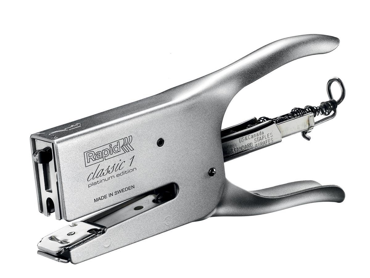 Rapid Classic Platinum K1 Stapling Pliers, 50 Sheet Capacity, Stapling and Pinning, Uses 24/6 and 24/8 mm Staples, Metal, Matte Chrome, 5000250